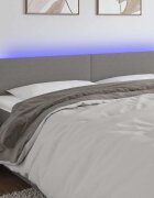 vidaXL LED горна табла за легло тъмносива 200x5x78/88 см плат