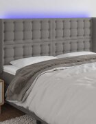 vidaXL LED горна табла за легло тъмносива 203x16x118/128 см плат