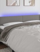vidaXL LED горна табла за легло тъмносива 203x16x78/88 см плат