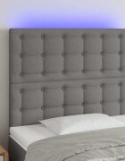 vidaXL LED горна табла за легло тъмносива 80x5x118/128 см плат