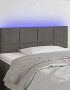 vidaXL LED горна табла за легло тъмносива 80x5x78/88 см кадифе