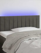 vidaXL LED горна табла за легло тъмносива 80x5x78/88 см кадифе