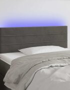 vidaXL LED горна табла за легло тъмносива 80x5x78/88 см кадифе