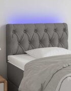 vidaXL LED горна табла за легло тъмносива 80x7x78/88 см плат