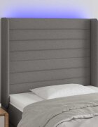 vidaXL LED горна табла за легло тъмносива 83x16x118/128 см плат