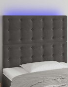 vidaXL LED горна табла за легло тъмносива 90x5x118/128 см кадифе