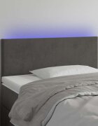 vidaXL LED горна табла за легло тъмносива 90x5x78/88 см кадифе