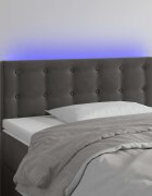 vidaXL LED горна табла за легло тъмносива 90x5x78/88 см кадифе