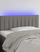 vidaXL LED горна табла за легло тъмносива 90x5x78/88 см плат