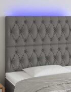 vidaXL LED горна табла за легло тъмносива 90x7x118/128 см плат