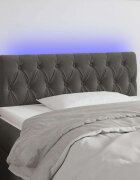 vidaXL LED Горна табла за легло тъмносива 90x7x78/88 см кадифе