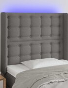 vidaXL LED горна табла за легло тъмносива 93x16x118/128 см плат