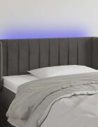 vidaXL LED горна табла за легло тъмносива 93x16x78/88 см кадифе