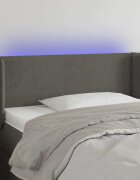 vidaXL LED горна табла за легло тъмносива 93x16x78/88 см кадифе