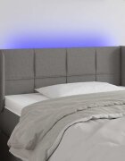 vidaXL LED горна табла за легло тъмносива 93x16x78/88 см плат