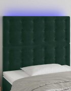 vidaXL LED горна табла за легло тъмнозелена 100x5x118/128 см кадифе