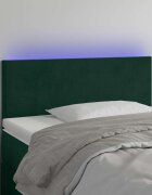 vidaXL LED горна табла за легло тъмнозелена 100x5x78/88 см кадифе