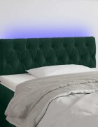 vidaXL LED Горна табла за легло тъмнозелена 100x7x78/88 см кадифе