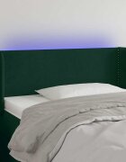 vidaXL LED горна табла за легло тъмнозелена 103x16x78/88 см кадифе