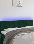 vidaXL LED горна табла за легло тъмнозелена 144x5x78/88 см кадифе