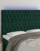vidaXL LED горна табла за легло тъмнозелена 144x7x118/128 см кадифе
