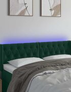 vidaXL LED горна табла за легло тъмнозелена 147x16x78/88 см кадифе