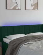 vidaXL LED горна табла за легло тъмнозелена 147x16x78/88 см кадифе