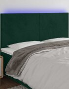 vidaXL LED горна табла за легло тъмнозелена 180x5x118/128 см кадифе