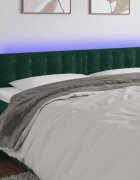 vidaXL LED горна табла за легло тъмнозелена 180x5x78/88 см кадифе