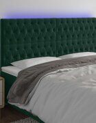vidaXL LED горна табла за легло тъмнозелена 180x7x118/128 см кадифе