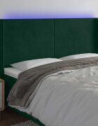 vidaXL LED горна табла за легло тъмнозелена 183x16x118/128см кадифе