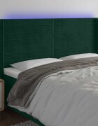 vidaXL LED горна табла за легло тъмнозелена 183x16x118/128см кадифе