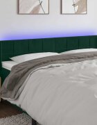 vidaXL LED горна табла за легло тъмнозелена 183x16x78/88 см кадифе