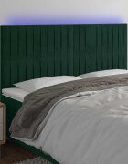 vidaXL LED горна табла за легло тъмнозелена 200x5x118/128 см кадифе