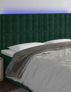 vidaXL LED горна табла за легло тъмнозелена 200x5x118/128 см кадифе