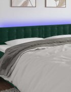 vidaXL LED горна табла за легло тъмнозелена 200x5x78/88 см кадифе