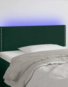 vidaXL LED горна табла за легло тъмнозелена 80x5x78/88 см кадифе