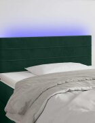 vidaXL LED горна табла за легло тъмнозелена 80x5x78/88 см кадифе
