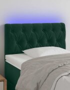vidaXL LED Горна табла за легло тъмнозелена 80x7x78/88 см кадифе
