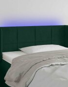 vidaXL LED горна табла за легло тъмнозелена 83x16x78/88 см кадифе