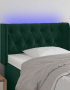 vidaXL LED горна табла за легло тъмнозелена 83x16x78/88 см кадифе