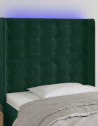 vidaXL LED горна табла за легло тъмнозелена 93x16x118/128 см кадифе