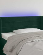 vidaXL LED горна табла за легло тъмнозелена 93x16x78/88 см кадифе