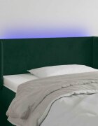 vidaXL LED горна табла за легло тъмнозелена 93x16x78/88 см кадифе