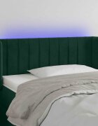 vidaXL LED горна табла за легло тъмнозелена 93x16x78/88 см кадифе