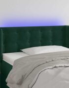vidaXL LED горна табла за легло тъмнозелена 93x16x78/88 см кадифе