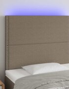 vidaXL LED горна табла за легло таупе 100x5x118/128 см плат