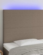 vidaXL LED горна табла за легло таупе 100x5x118/128 см плат