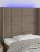 vidaXL LED горна табла за легло таупе 103x16x118/128 см плат