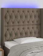 vidaXL LED горна табла за легло таупе 103x16x118/128 см плат